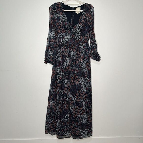 ModCloth Dress Womens Medium Twirl & Arch Maxi Chiffon Multicolored Floral Flaws - Picture 1 of 12